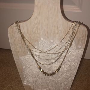 Gold and white layered necklace